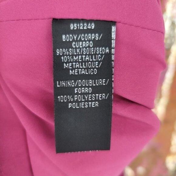 Flor Et. Al Abbott Long Sleeve Metallic Silk Artful Cocktail Dress Size 12 - Picture 4 of 5